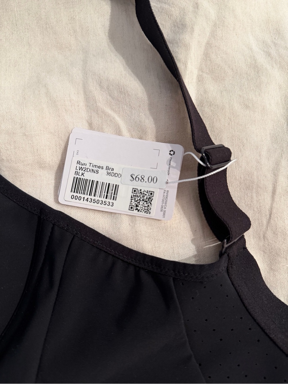 lululemon athletica Black Run Times Bra with Adjustable Back Closure